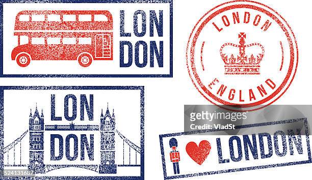 stockillustraties, clipart, cartoons en iconen met london england travel rubber stamps - london england