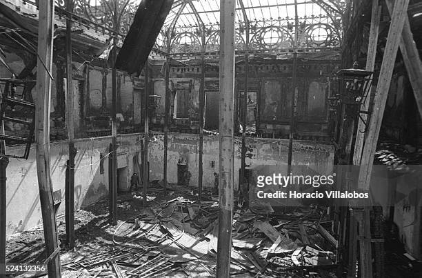 La Moneda winter garden destroyed during the air attack in the coup d'etat led by Commander of the Army General Augusto Pinochet in Santiago,...