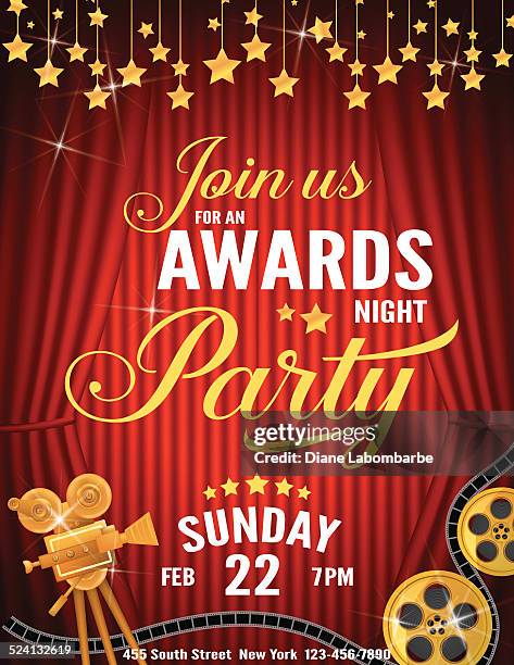 stockillustraties, clipart, cartoons en iconen met movie awards night party invitation template - acteur