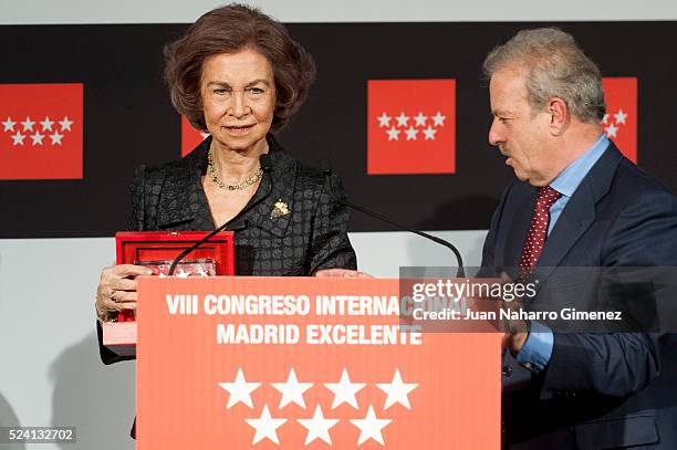 Queen Sofia receives 'I Edicion Premios a la Excelencia de la Persona' during 'VIII Congreso Internacional de Excelencia. La Economia Digital:...