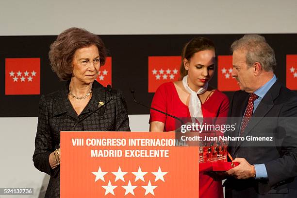 Queen Sofia receives 'I Edicion Premios a la Excelencia de la Persona' during 'VIII Congreso Internacional de Excelencia. La Economia Digital:...