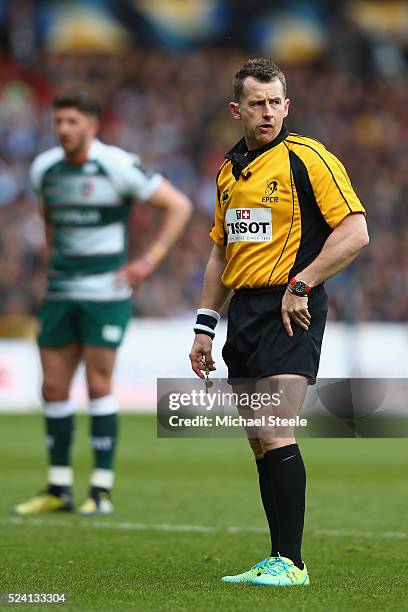 Referee Nigel Owens of Wales during the European Rugby Champions Cup Semi-Final match between Leicester Tigers and Racing 92 at the City Ground on...