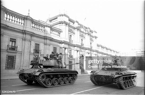 At ten in the morning, the tanks arrived in front of La Moneda and the shooting continued in the aftermath of the coup d'etat led by Commander of the...