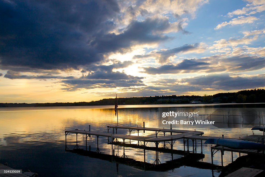 Dramatic sunset over Saratoga Lake