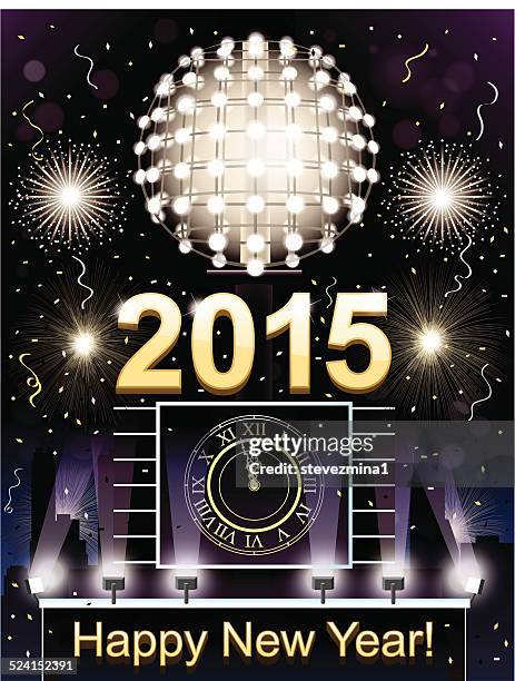 new year's eve celebration - times square ball stock illustrations
