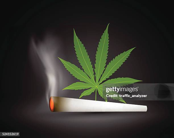 marijuana leaf and joint - hemp leaf stock illustrations