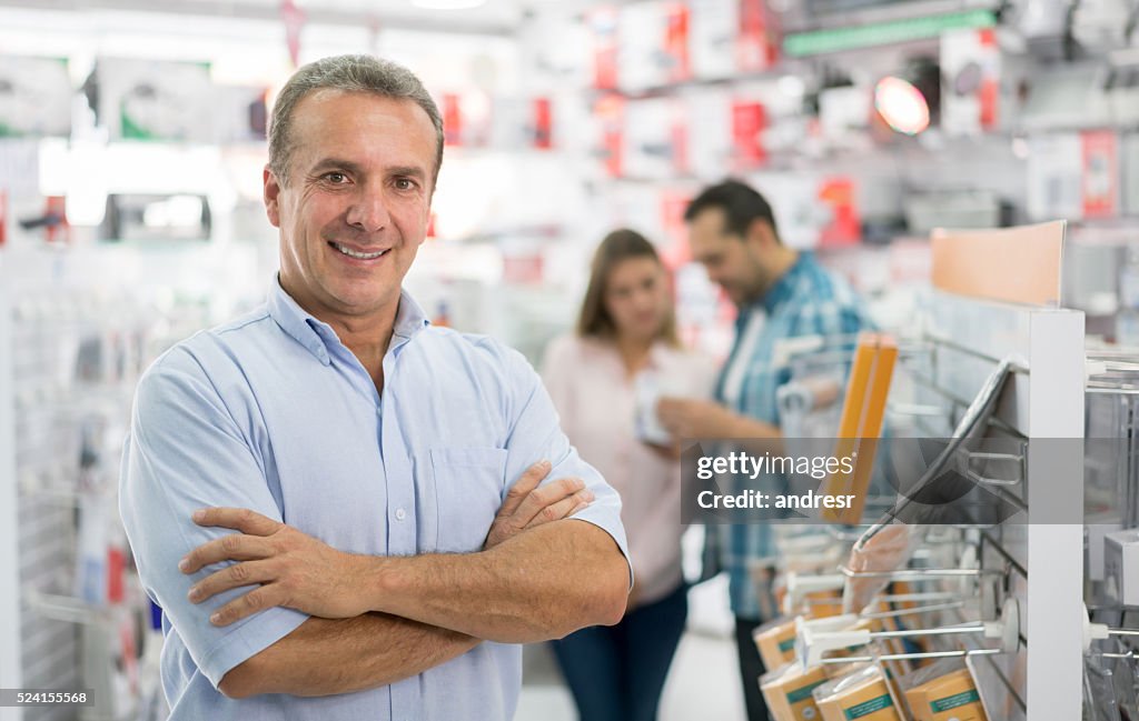 Business man running a technology store