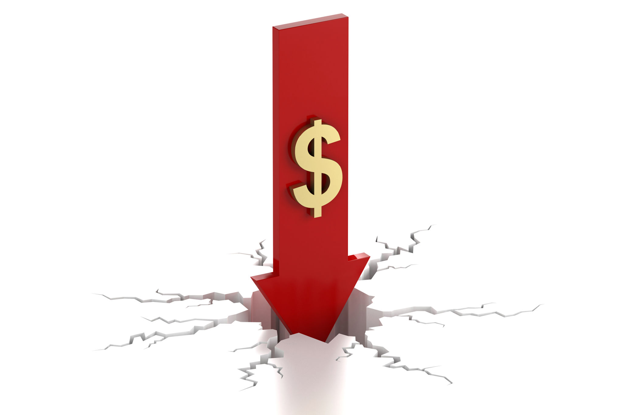 Arrow down with dollar decrease crack Arrow down with dollar decrease crack