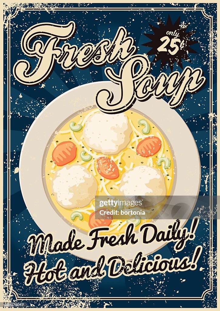 Vintage Screen Printed Soup Poster