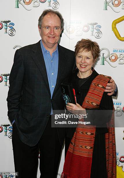 Actor Jim Broadbent and his wife Anastasia Lewis arrive at the UK premiere of the animated film "Robots" at Vue Leicester Square March 14, 2005 in...