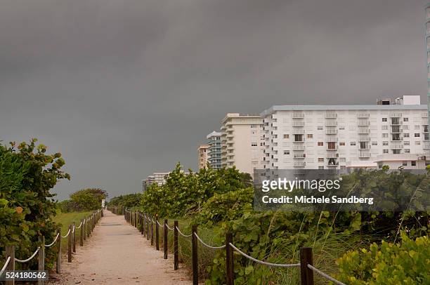 August 26, 2012 Grey skies cover the beach during storm Isaac.