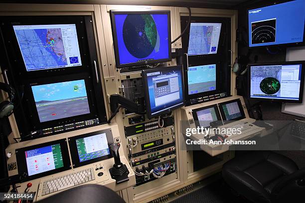 The pilot seats inside the Ground Control System is photographed as the U.S. Customs and Border Protection Office of Air and Marine shows it's first...