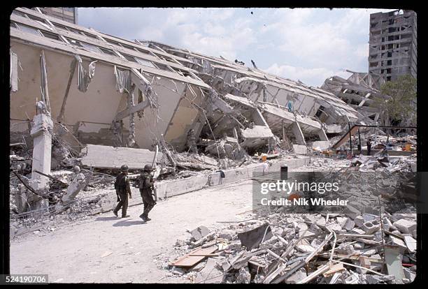 Rubble of Mexico City Earthquake