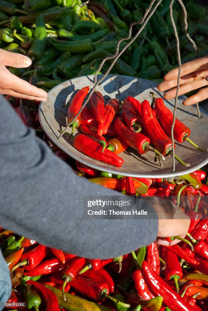 Chili stall at Punakha Market