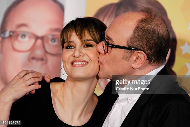 Actors Carlo Verdone and Paola Cortellesi attends "'Sotto una Buona Stella" photocall in Rome - Savoy Cinema