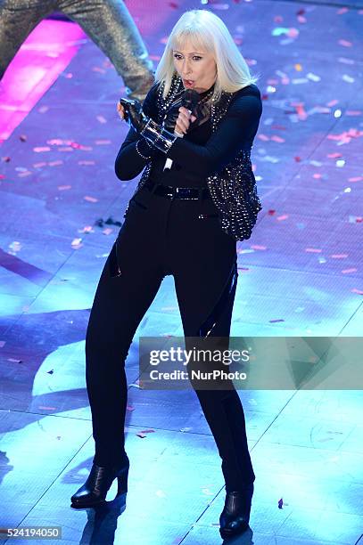 Raffaella Carr�� attend the opening night of the 64rd Sanremo Song Festival at the Ariston Theatre on February 18, 2014 in Sanremo, Italy.