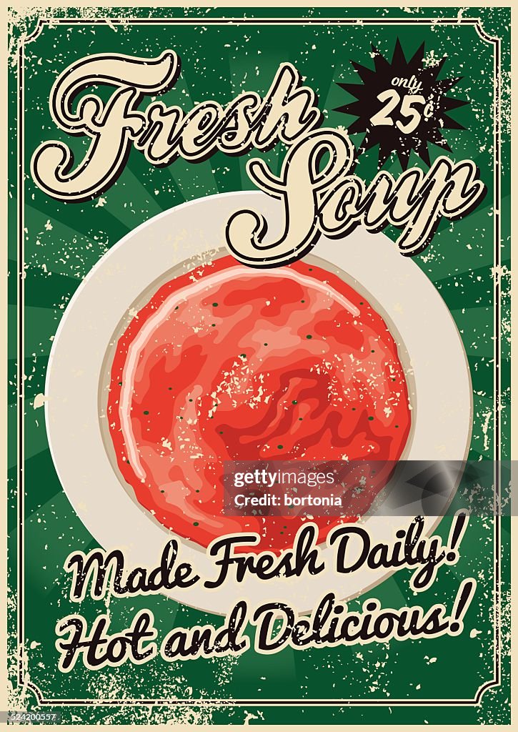 Vintage Screen Printed Soup Poster