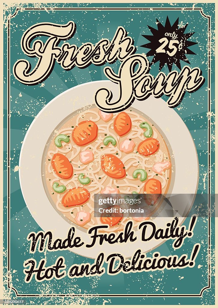 Vintage Screen Printed Soup Poster