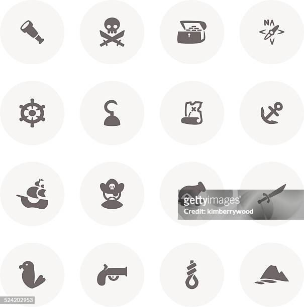 pirate icon set - anchor athlete stock illustrations