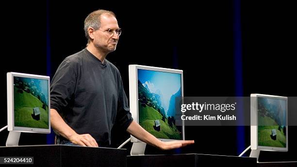 Apple Computer Inc. Chief Executive Officer Steve Jobs gives a keynote speech during the Apple Developer's Conference. Apple announced a new 30-inch...