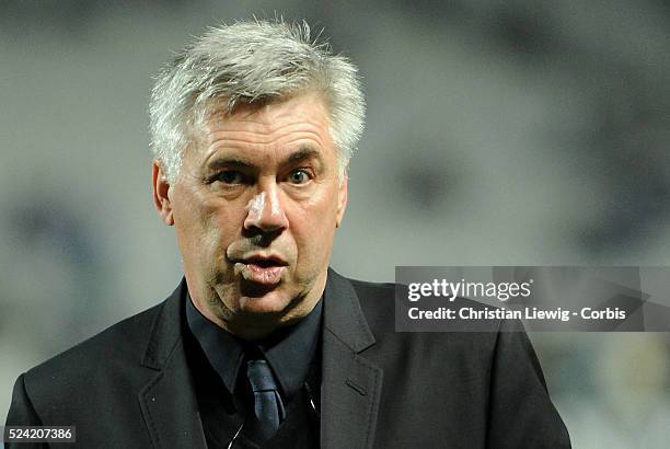 Chelsea's Carlo Ancellotti During the UEFA Champios League Soccer Match,Goup F Olympique de Marseille vs Chelsea FC athe Stade velodrome in Marseille...