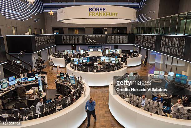 Floor trading at the German Stock Exchange in Frankfurt, Germany, 04 December 2015. European stocks slumped for a second day, heading toward what...