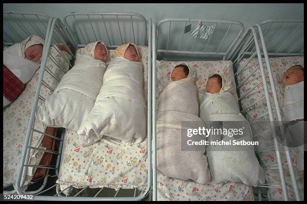 Infants in a maternity clinic.
