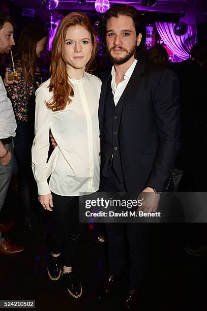 Rose Leslie and Kit Harington attend the Gala Night performance of "Doctor Faustus" at The Cuckoo Club on April 25, 2016 in London, England.