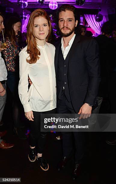 Rose Leslie and Kit Harington attend the Gala Night performance of "Doctor Faustus" at The Cuckoo Club on April 25, 2016 in London, England.