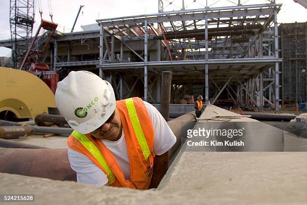 Worker is seen at the Calpine, 600 MW Metcalf Energy Center under construction in San Jose, California.