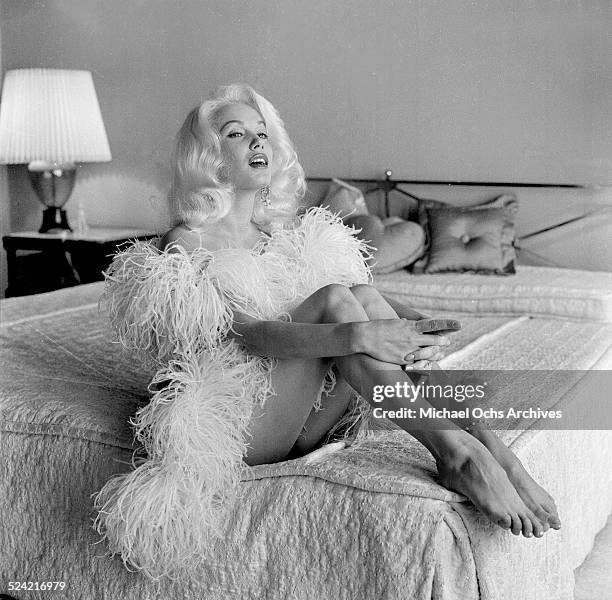 Actress Mamie Van Doren poses at home in Los Angeles,CA.