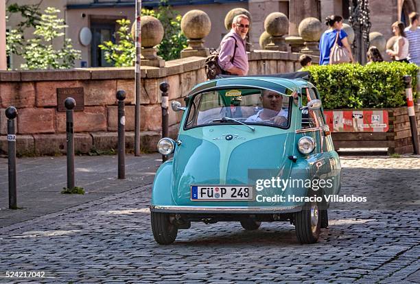 Isetta 250 'bubble car' seen in one of the Old Town's streets, in Nuremberg, Germany, 05 June 2015. The old town of Nuremberg, in the shadow of the...