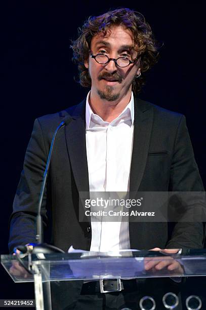 Spanish actor Ivan Massague attends the "Ciudad del Paraiso" Award ceremony at the Cervantes Theater during the 19th Malaga Spanish Film Festival on...