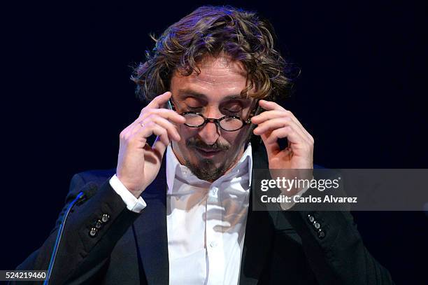 Spanish actor Ivan Massague attends the "Ciudad del Paraiso" Award ceremony at the Cervantes Theater during the 19th Malaga Spanish Film Festival on...