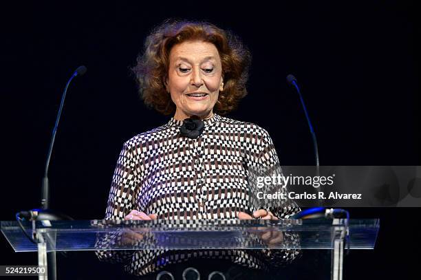 Spanish actress Julia Gutierrez Caba attends the "Ciudad del Paraiso" Award ceremony at the Cervantes Theater during the 19th Malaga Spanish Film...