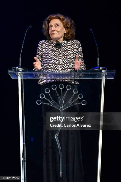 Spanish actress Julia Gutierrez Caba attends the "Ciudad del Paraiso" Award ceremony at the Cervantes Theater during the 19th Malaga Spanish Film...