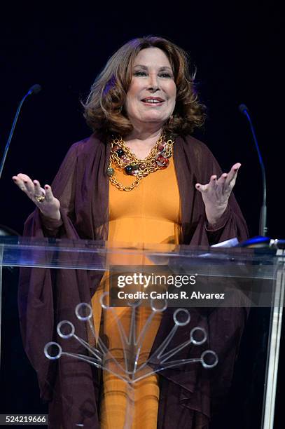 Spanish actress Maria Jose Goyanes attends the "Ciudad del Paraiso" Award ceremony at the Cervantes Theater during the 19th Malaga Spanish Film...