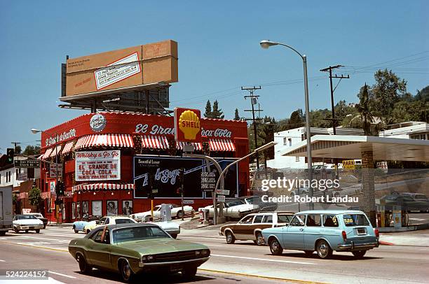 Paul Anka billboard looks like a wrapped parcel sitting on top of the Whiskey A Go Go night clup on the Sunset Strip.