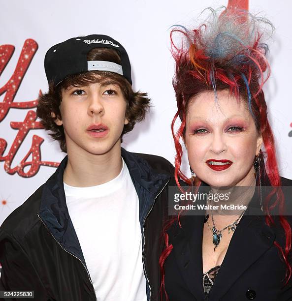 Declyn Wallace Thornton & Cyndi Lauper attending the Broadway Opening Night Performance for 'Kinky Boots' at the Al Hirschfeld Theatre in New York...