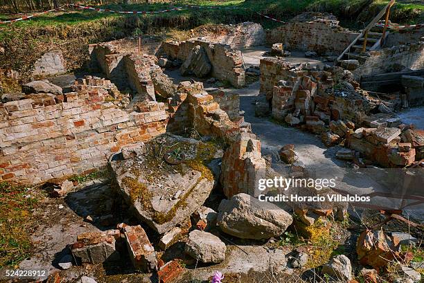 Ruins of the kitchen's basement, where inmates were tortured, in Walldorf concentration camp, in Walldorf, Germany, 07 April 2015, almost 70 years...