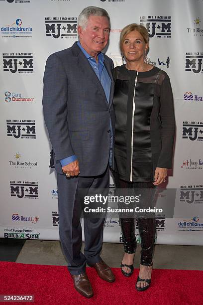 Sally Brown and Mack Brown arrive at the third Mack, Jack & McConaughey charity gala at ACL Live on April 16, 2015 in Austin, Texas.