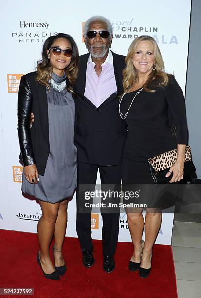 Actor Morgan Freeman and Producer's Guild of America President Lori McCreary attend the 43rd Chaplin Award Gala on April 25, 2016 in New York City.