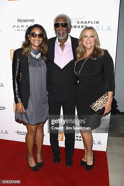 Actor Morgan Freeman and Producer's Guild of America President Lori McCreary attend the 43rd Chaplin Award Gala on April 25, 2016 in New York City.