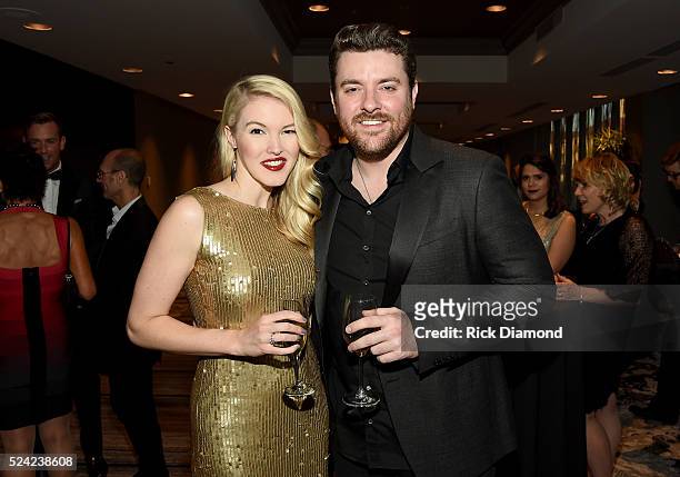 Singer-songwriters Ashley Campbell and Chris Young attend the Nashville Best Cellars Dinner at the Loews Vanderbilt Hotel on April 25, 2016 in...