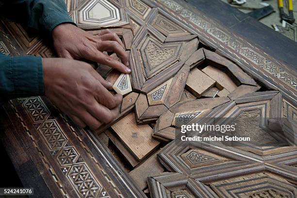 Cairo Egypt 2008 -2010 :WORKSHOP . Mosque mausoleum of KAYRBAK , NM248 , under renovation by the Agha Khan fondation in Darb al Ahmar street,...