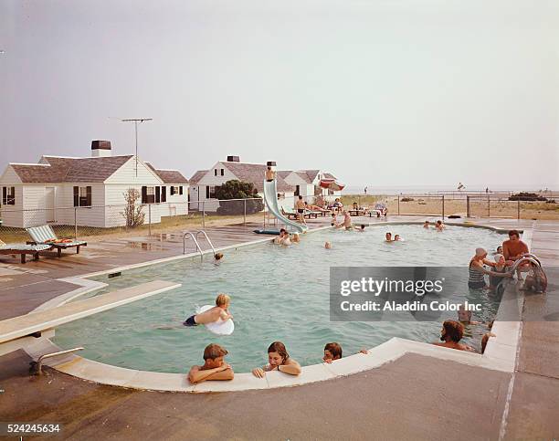 Guests enjoy the pool at Kalmar Resort in Cape Cod.