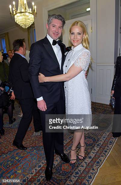 Judith Rakers and Andreas Pfaff attend the 'Champagnepreis fuer Lebensfreude' at Hotel Louis C Jacob on April 25, 2016 in Hamburg, Germany.