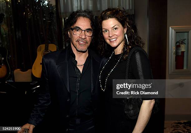 John Oates of musical group Hall & Oates and Aimee Oates attend the Nashville Best Cellars Dinner at the Loews Vanderbilt Hotel on April 25, 2016 in...