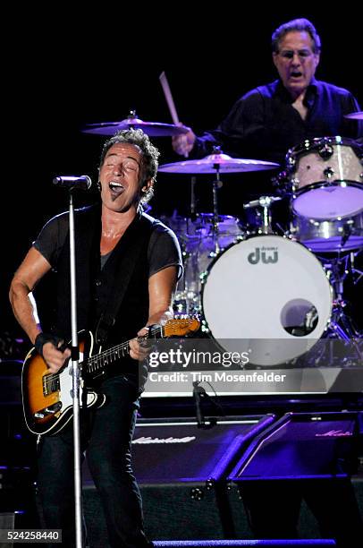 Bruce Springsteen and Max Weinberg of Bruce Springsteen & The E Street Band perform as part of Day Three of the 2009 Bonnaroo Music and Arts Festival...