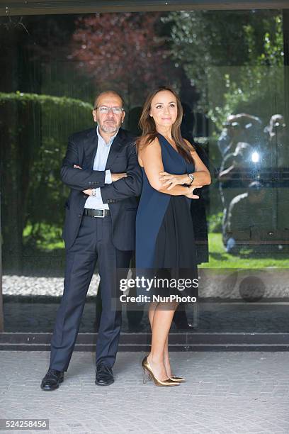 Dario Vergassola, Camilla Razvonich during the photocall of &quot;Kilimangiaro&quot; Rai 3 Program, in Rome, on October 9, 2014. RAI 3 program...